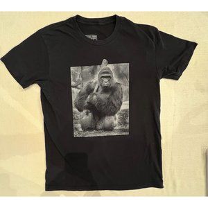Baseball Swag Gorilla with Baseball Bat Graphic T-Shirt Black Short Sleeve Med